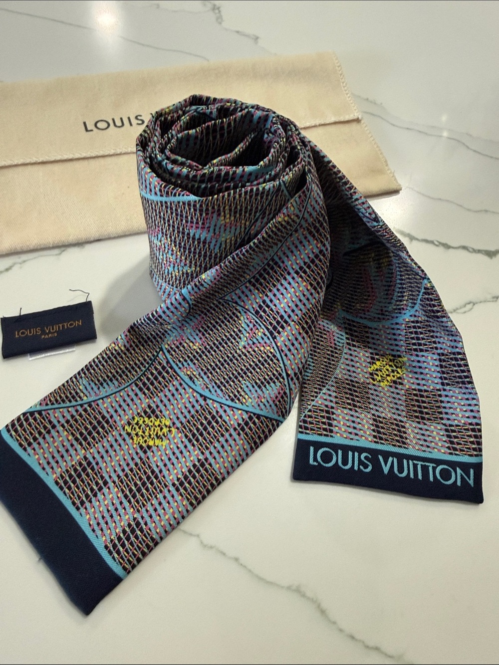 Louis Vuitton Damier Pop Print Bandeau Scarf